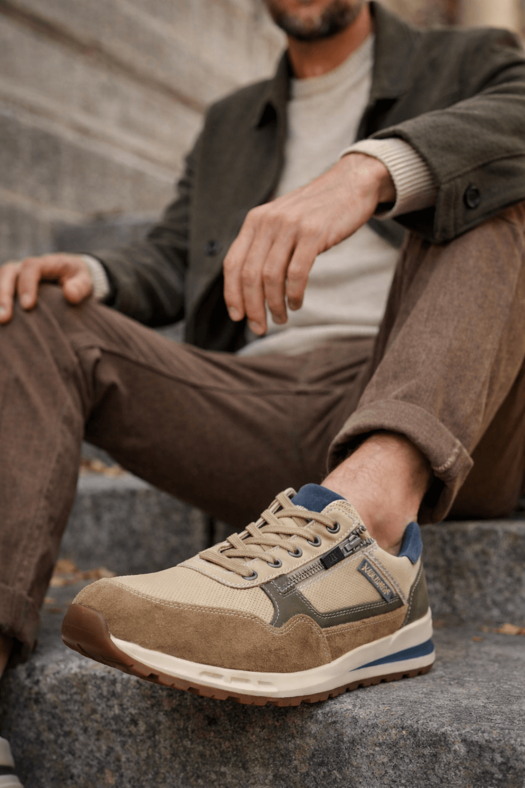 Man wearing stylish brown Mephisto boots